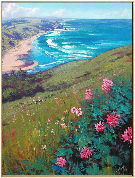 面朝大海春暖花开 纯手绘油画 原创现代风景装饰画餐厅卧室墙画
