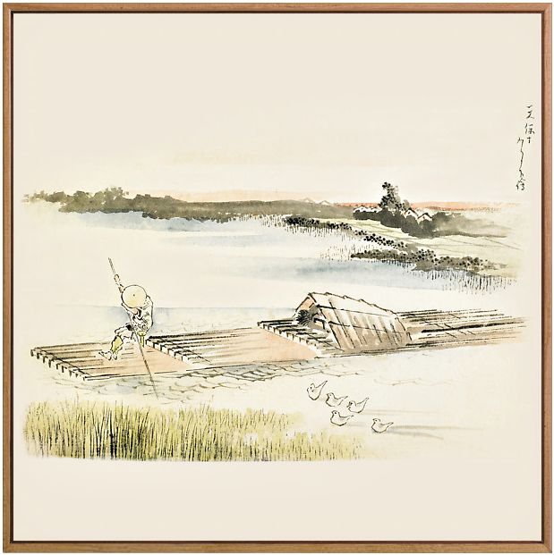 上品印画 葛饰北斋船夫 禅意意境新中式花鸟画办公室挂画装饰画