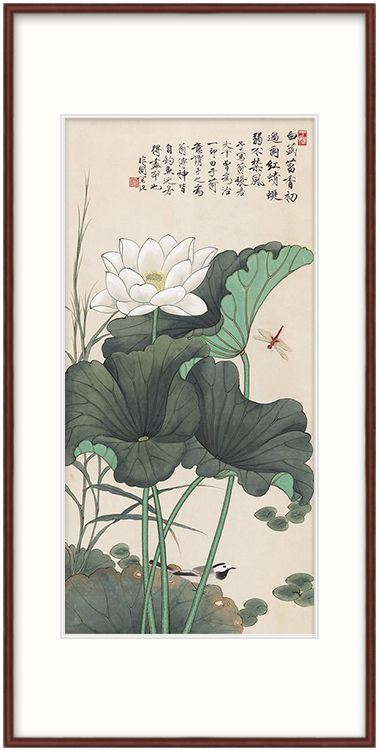 名人字画 水墨荷花工笔画国画 玄关过道走廊挂画 于非暗-百年好荷