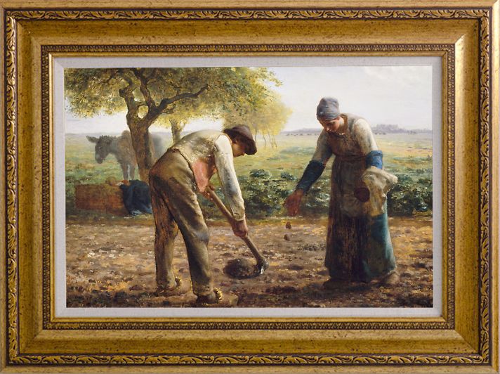 上品印画 米勒拾穗者 欧式油画玄关走廊过道装饰画挂画框墙面墙画