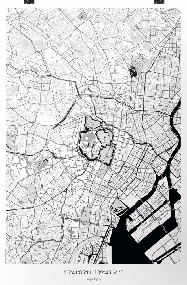ahd|jonathan|tokyo map|加拿大进口装饰画 极简东京地图