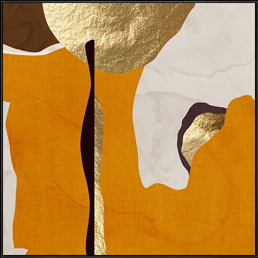 lilili映画 现代橙金岁月爱马仕橙正方形抽象画