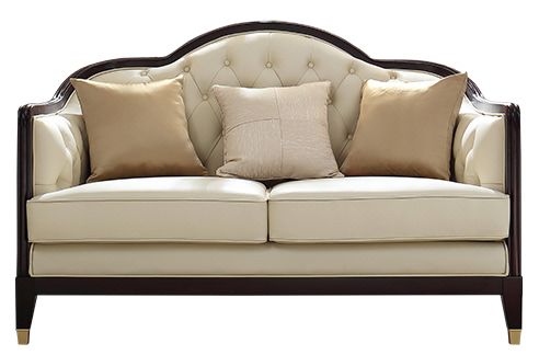 雅居格 现代轻奢实木客厅真皮小户型双人沙发