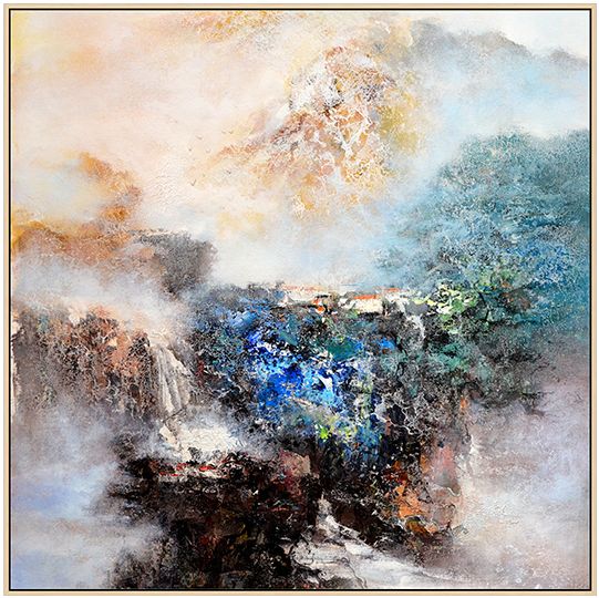 装饰画山水中国风手绘复制油画现代装家居酒店艺术品挂画客厅玄关