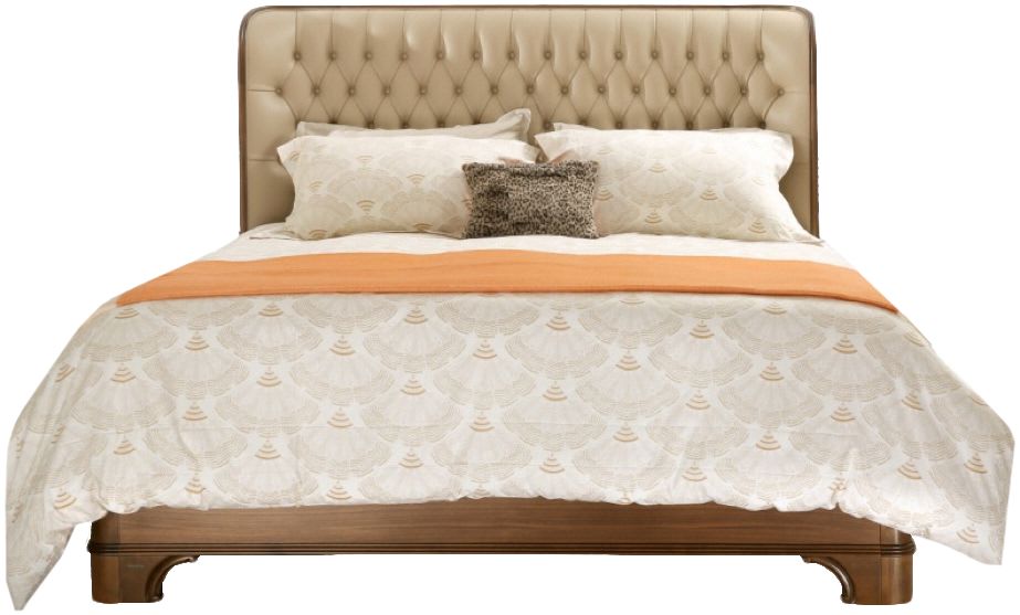 亚振家具 现代卧室黑胡桃木双人床