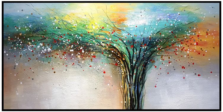 印象斑斓 生命之树 张保依原创手绘油画 现代抽象大幅客厅挂画