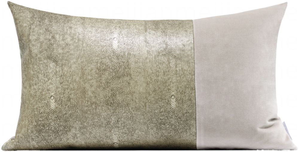 elin lonyain新品现代奢华金咖色皮质拼接靠垫抱枕设计师样板间床上