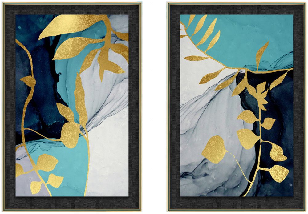 轻抚凝翠后现代箔金画