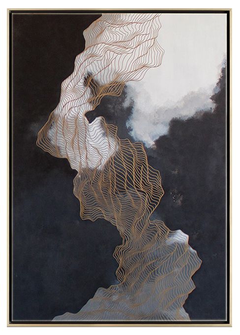 菲尼诗纯手绘抽象油画新中式玄关装饰画