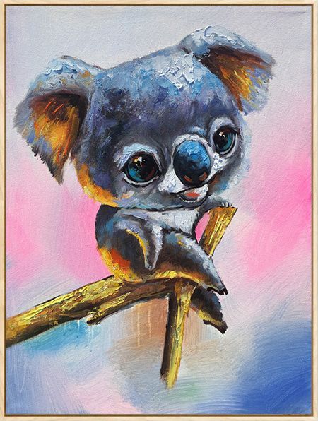 印象斑斓 萌宠考拉 赖英鹏原创纯手绘油画 动物儿童房装饰挂画