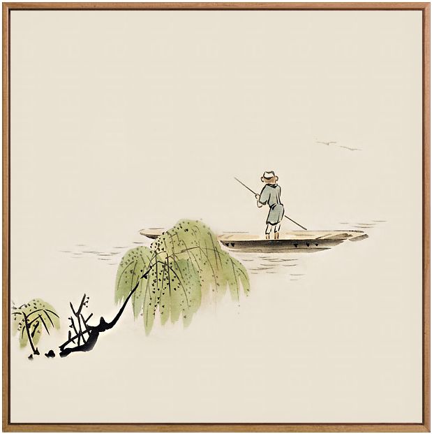 上品印画 葛饰北斋船夫 禅意意境新中式花鸟画办公室挂画装饰画