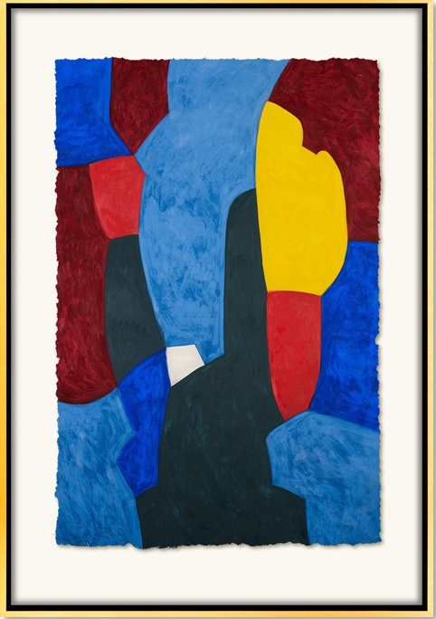 西方立体主义巴塞尔金箔工艺现代艺术实木框装饰画