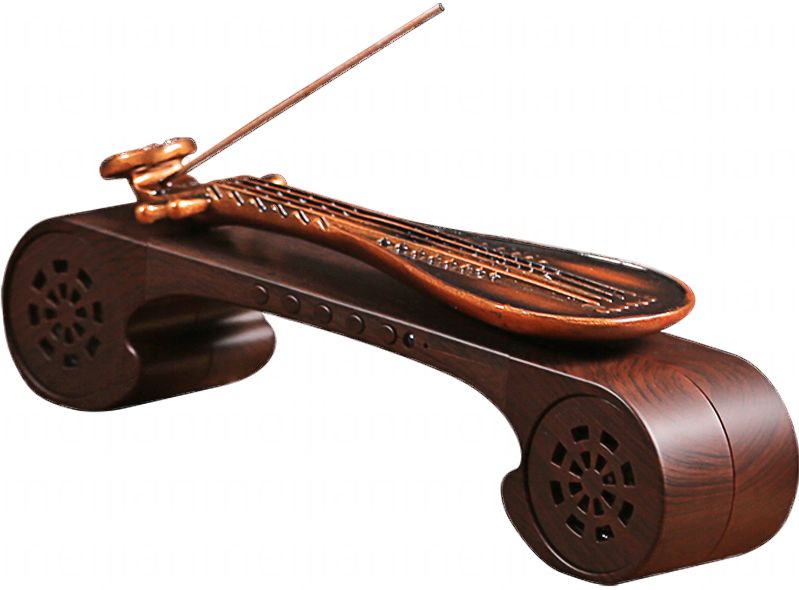 禅意古琴音乐盒摆件 香插香座线香念佛机 茶道黑檀木香具礼盒套装