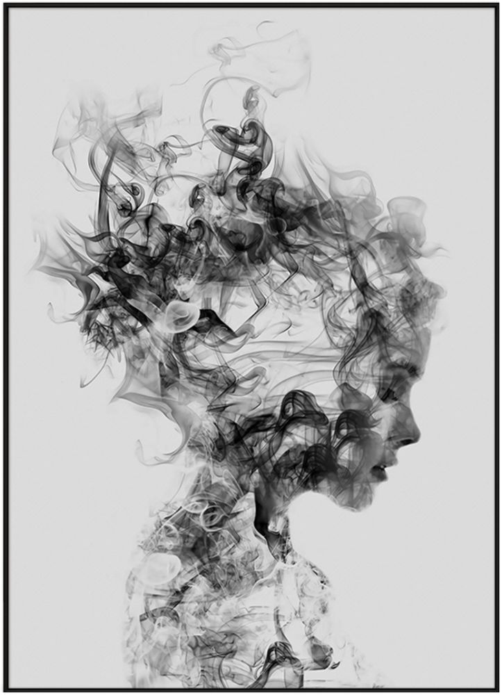 黑白人物现代设计艺术工作室挂画玄关壁画客厅墙画