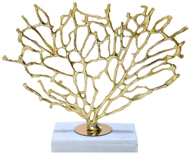 简约铜海珊瑚大理石金属软装饰品家居工艺珊瑚树摆件办