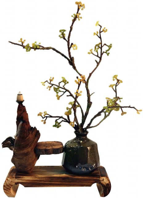 日式小原流禅意插花摆件茶室茶台书房假花艺术仿真花摆件原创设计