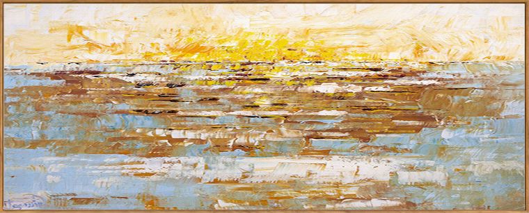 四季 纯手绘油画 现代北欧风格抽象风景客厅大幅横版装饰挂画墙画