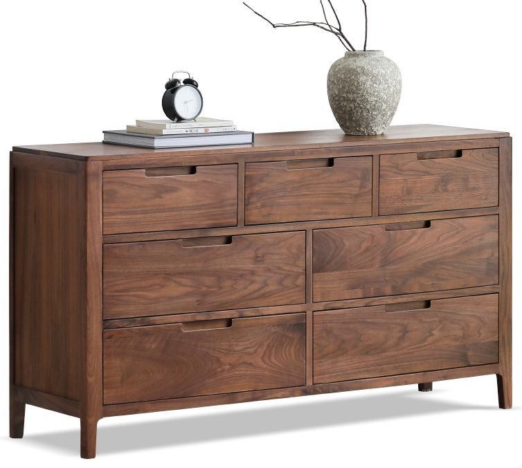 源氏木语 北欧黑胡桃木收纳斗柜