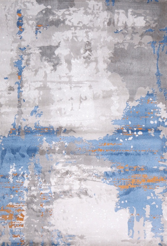 现代轻奢蓝色地毯水墨色渐变地毯样板房客厅沙发毯北欧清新蓝地毯