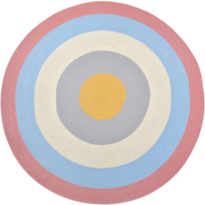 斜山 现代纯色手工编织地毯圆形茶几垫地毯