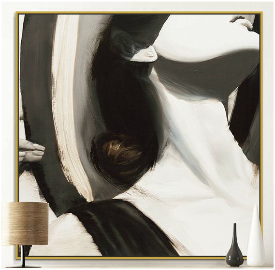 黑白人物装饰画抽象画 现代简约 个性创意艺术画客厅卧室玄关挂画