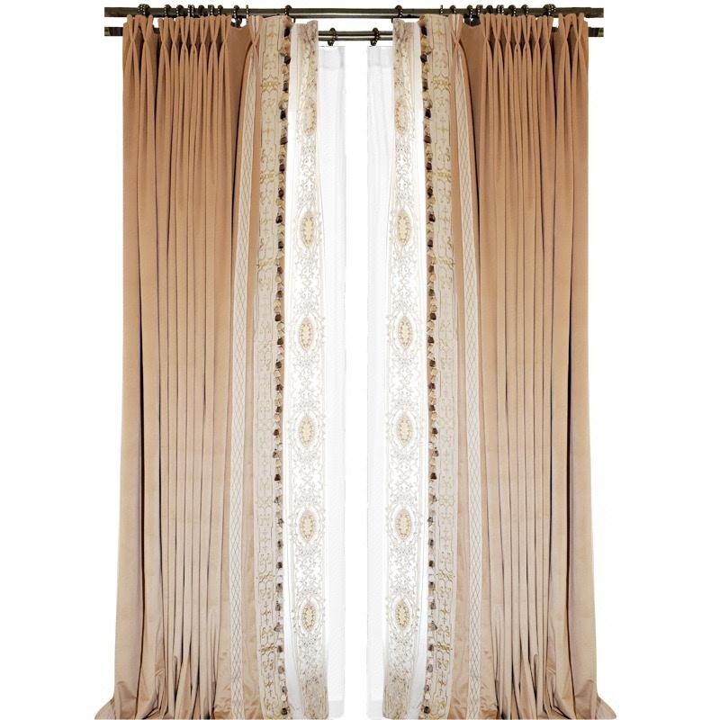 和润软装 法式洛可可刺绣宫廷风格轻奢华丽真丝绒感窗帘