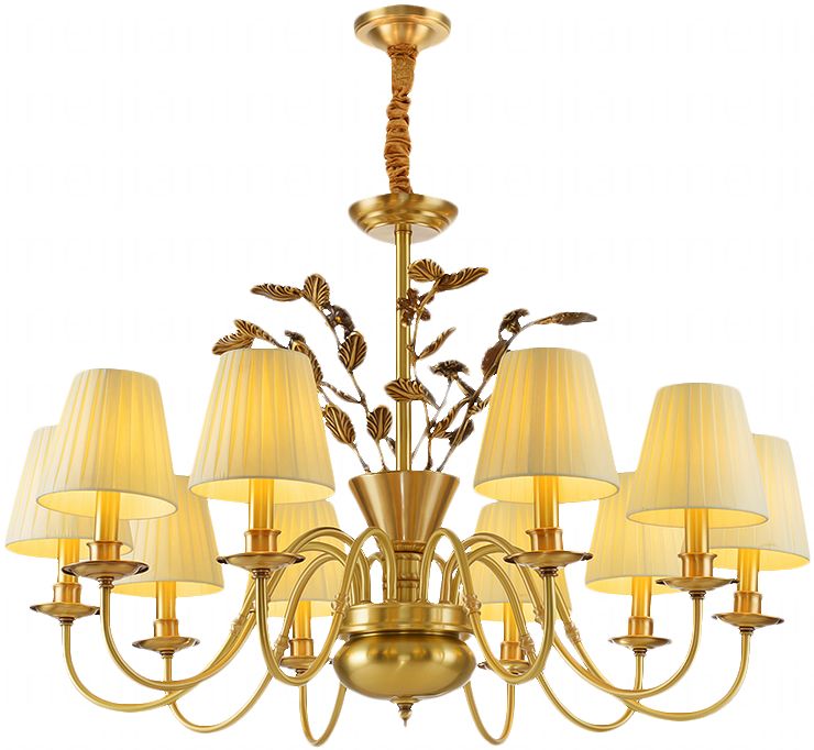 全铜吊灯美式乡村简约餐厅客厅卧室灯具北欧田园花朵书房纯铜灯具