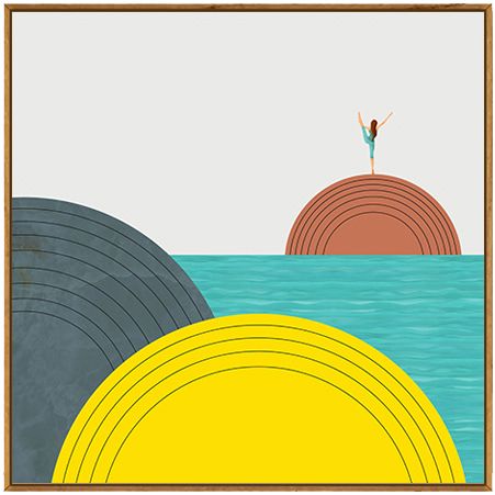 北欧ins风儿童房装饰画男孩女孩卧室床头挂画抽象小清新背景墙画