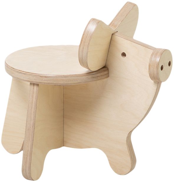 点造moji动物椅子小猪生肖儿童房北欧靠背矮凳卡通幼儿园木质换鞋