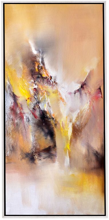 手绘油画玄关装饰画竖版山水画客厅挂画现代简约走廊过道抽象壁画