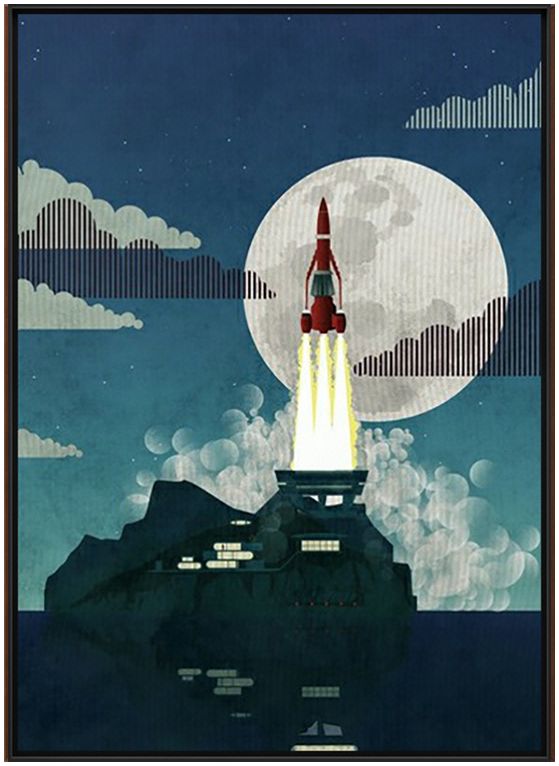 画作儿童房风景火箭现代创意
