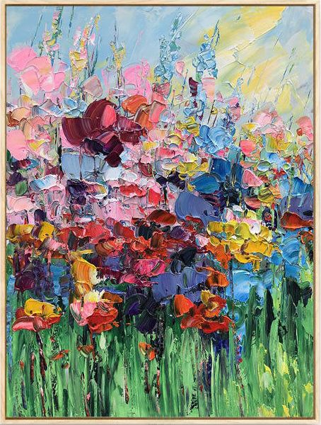 花的故事 现代美式原创手绘油画 客厅卧室双联组合挂画花卉装饰画