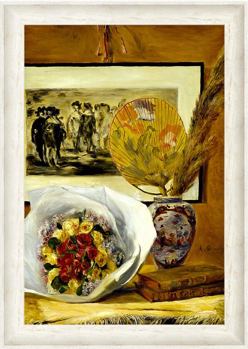 上品印画 雷诺阿春天的花束 欧式油画餐桌客厅花卉装饰画挂画框