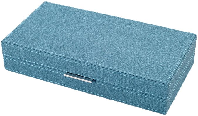 三春三夏 现代长方形麻布纹路蓝色装饰盒