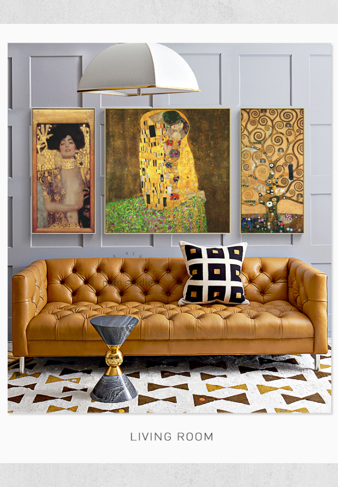 贝占风格 美式b款:《达娜厄》抽象艺术挂画 吻与拥抱系列