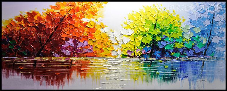 陈杰原创刀画 清晨 现代北欧风景横版巨幅客厅别墅办公室手绘油画