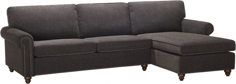 casamila 简约美式现代轻奢深灰色布艺三人位转角沙发