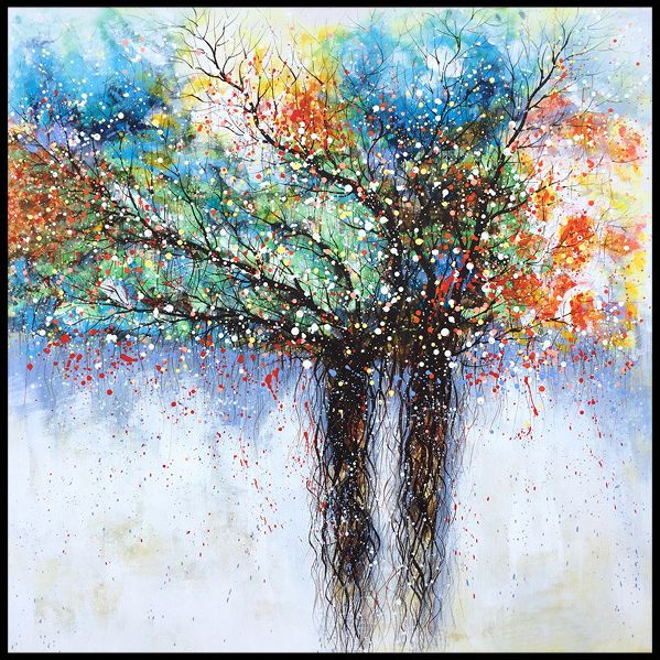 生命之树 简约现代抽象北欧风格手绘油画 玄关客厅卧室办公室挂画