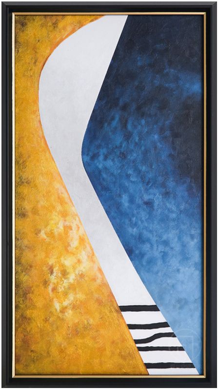 观川现代手绘油挂画抽象家居蓝色客厅装饰背景墙入户玄关柜样板间设计