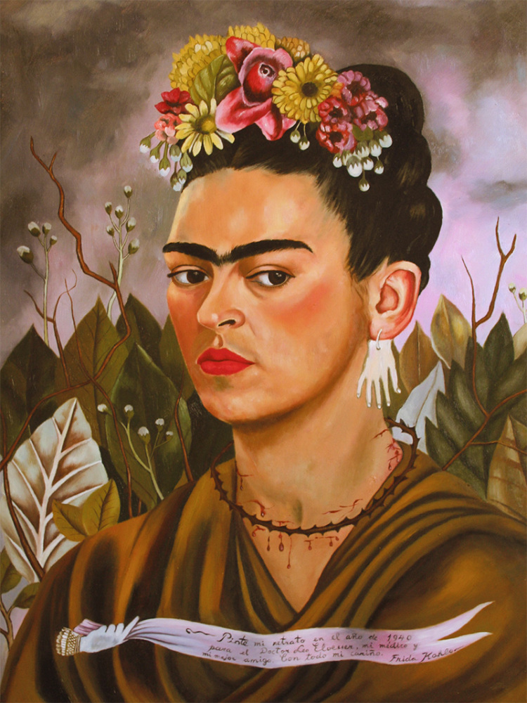 弗里达frida自画像装饰画复古古典挂画油画客厅卧室设计师软装