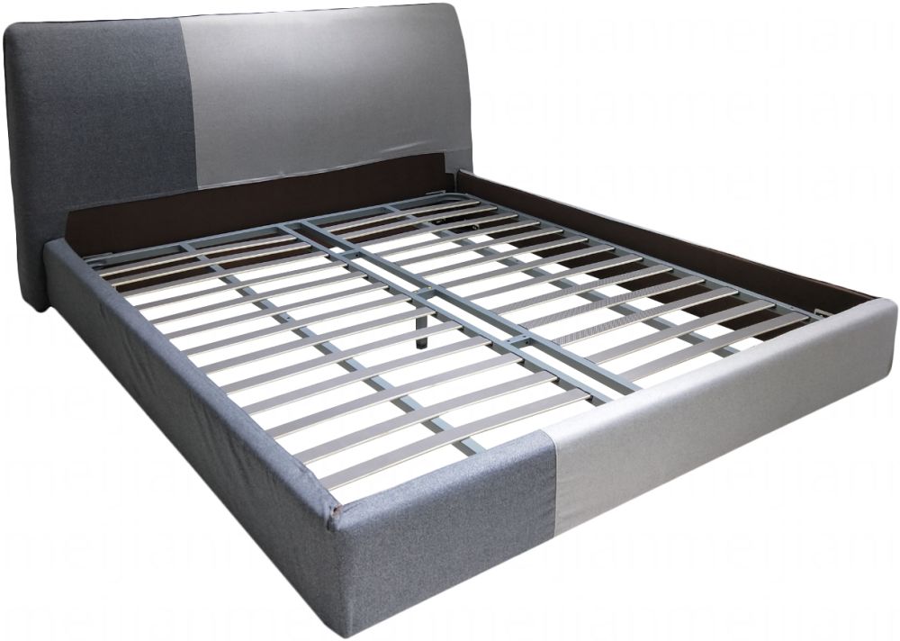 casamila 简约现代轻奢工业风金属框架/麻棉布/高弹海绵双人床