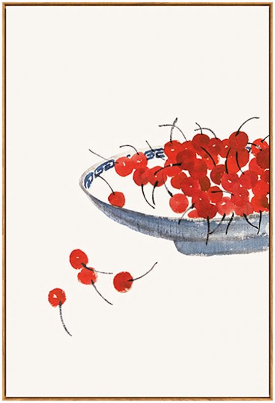贝占风格 新中式c款红樱桃图挂画 硕果累累系列