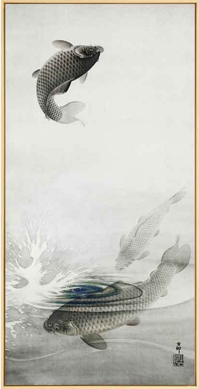 现代年年有鱼玄关中国风年年有鱼画中堂风水招财鲤鱼茶室壁画国画书法