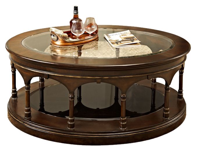 环美美式新古典圆形实木大茶几 大户型创意客厅家具咖啡桌茶桌子