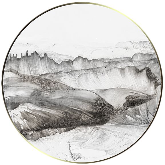 现代简约抽象组合画圆形三联画玄关挂画水墨画黑白壁画客厅装饰画