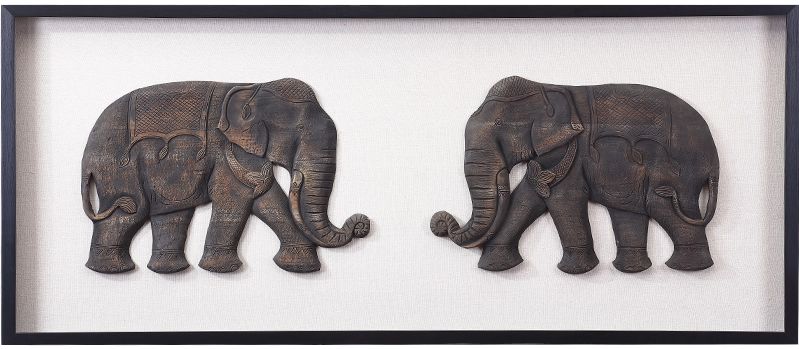 泰域东南亚浮雕装饰画客厅卧室大象实物画 新中式设计师餐厅挂画