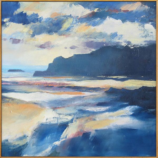 海天相连 现代北欧风格原创风景手绘油画客厅三联组合装饰画壁画