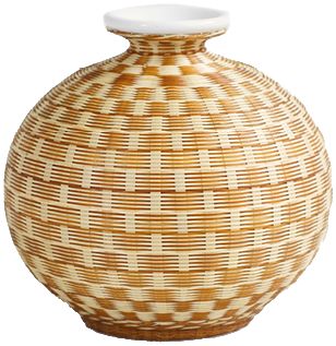 自然家 竹丝扣瓷 瓷胎竹编陶瓷茶室桌面摆件禅意小花瓶套装送礼