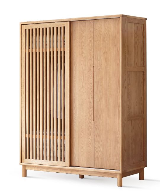 源氏木语 现代实木推拉门收纳衣柜