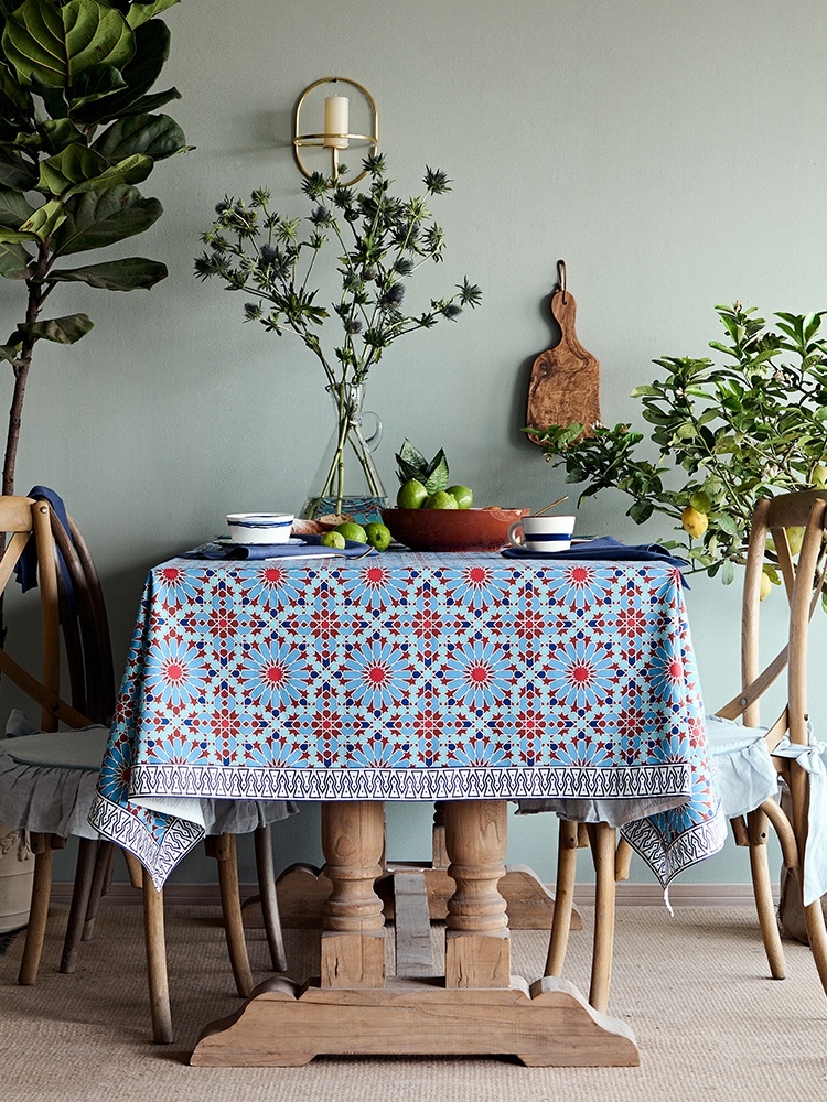 蜡笔派花名未闻桌布复古美式餐桌长方形茶几波西米亚棉麻欧式桌布